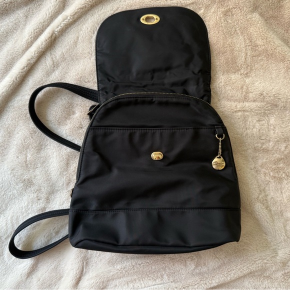 Travelon Anti-Theft Small Tailorer Backpack Black with Magenta Lining - Picture 9 of 11